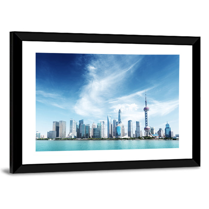 Shanghai Skyline with Oriental Pearl Tower Wall Art as a framed print