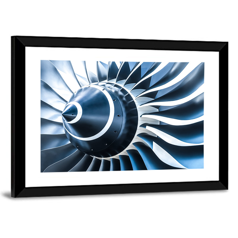 Blue Jet Turbine Blades Closeup Wall Art