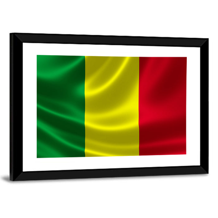 Mali Flag with Waving Fabric Texture Wall Art as a framed print