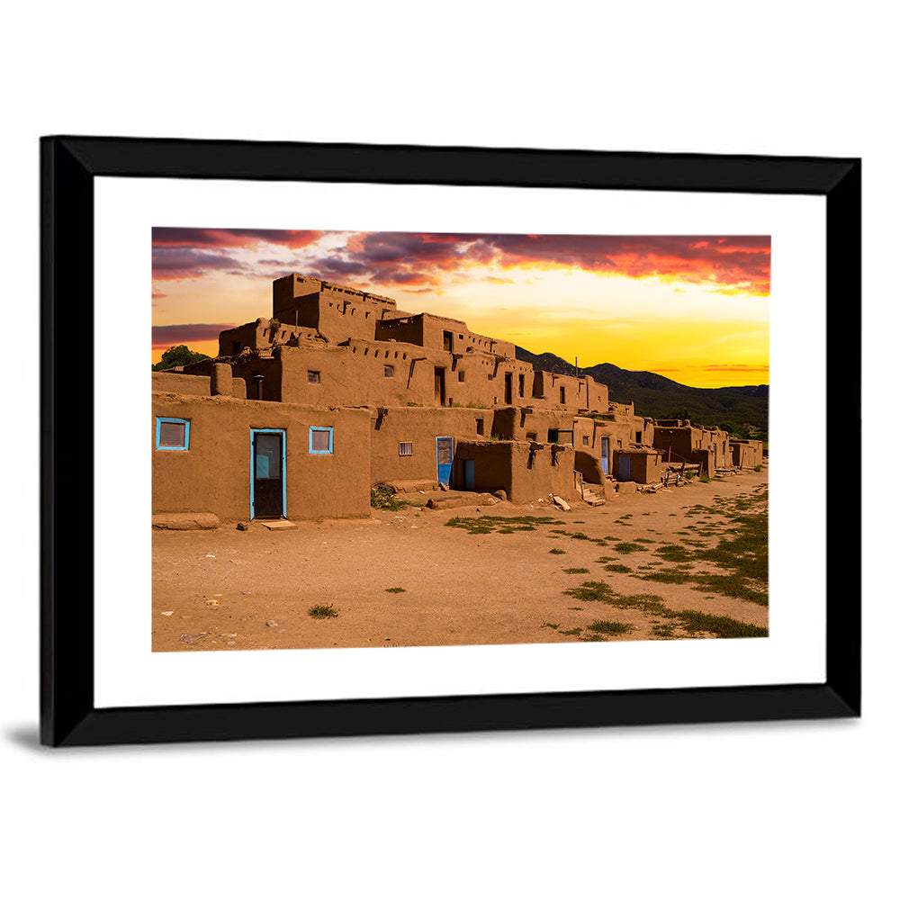 Taos Pueblo at Sunset Wall Art