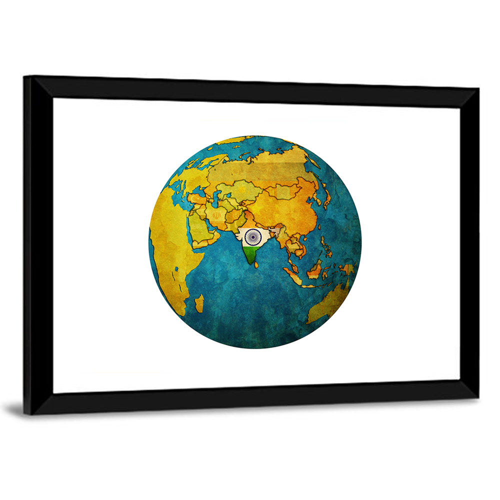 India on Globe Wall Art