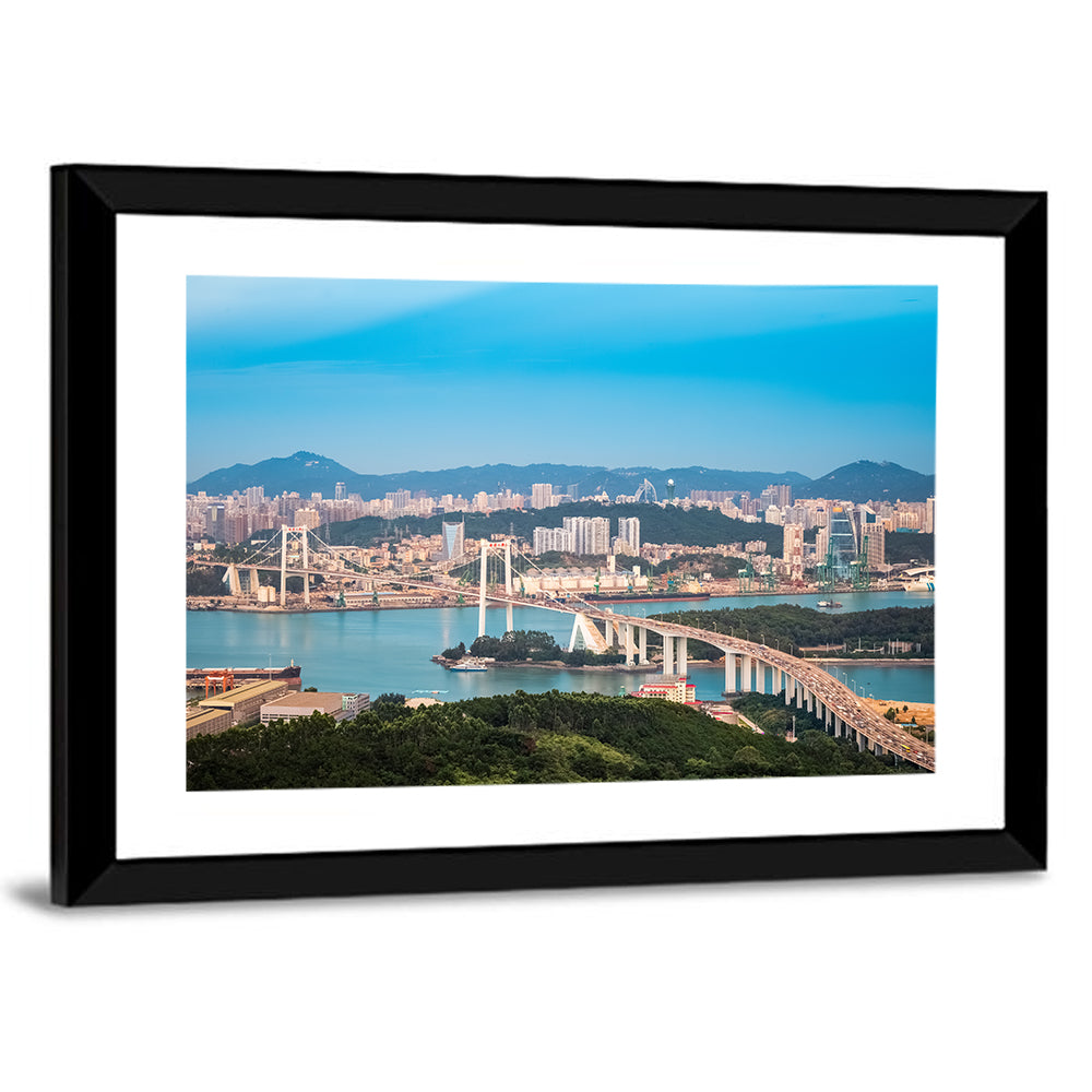 Haicang Suspension Bridge at Dusk Wall Art