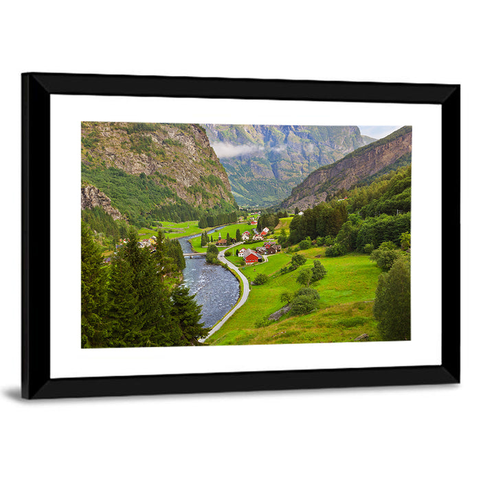 Flam Village Norway Wall Art as a framed print