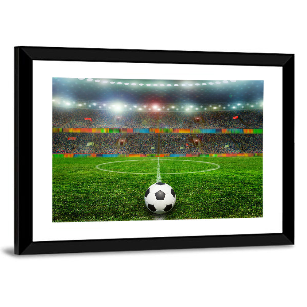 Soccer Ball Under Floodlights Wall Art