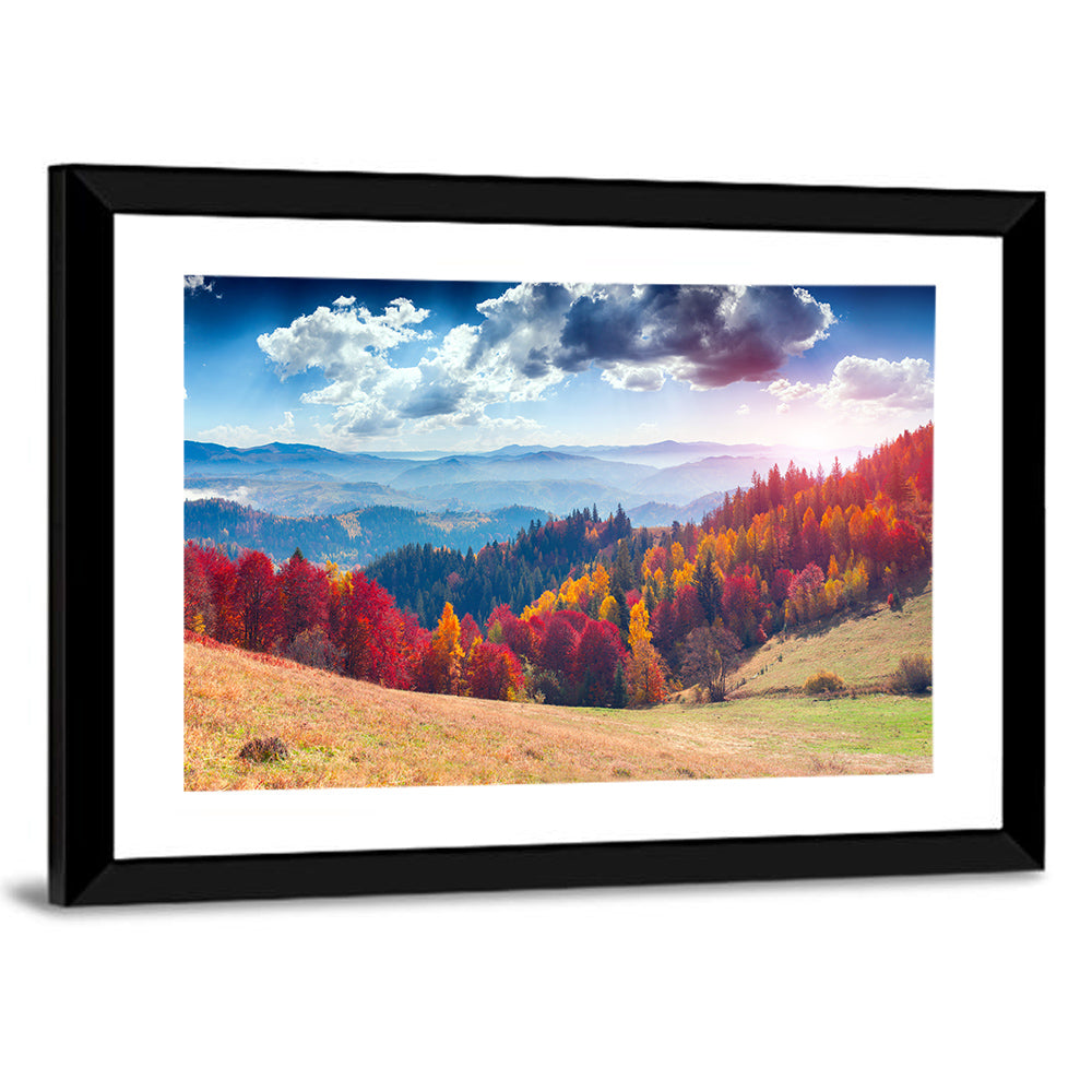Carpathian Autumn Sunburst Ukraine Wall Art