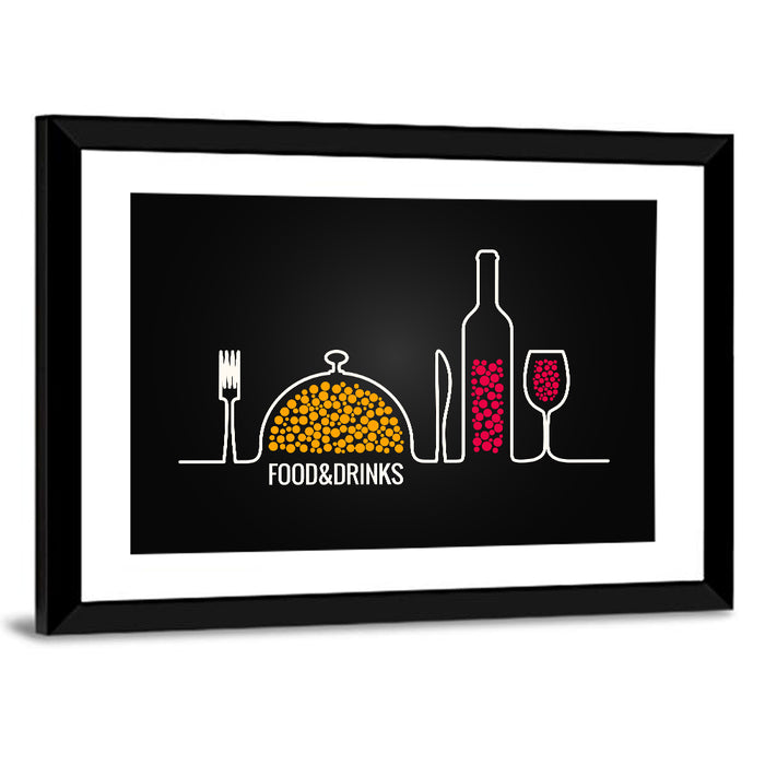 Minimalist Food and Drink Line Wall Art as a framed print