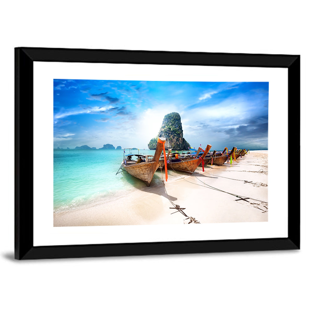 Railay Beach Long-tail Boats Wall Art