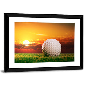 Golf Ball In Sunset Wall Art