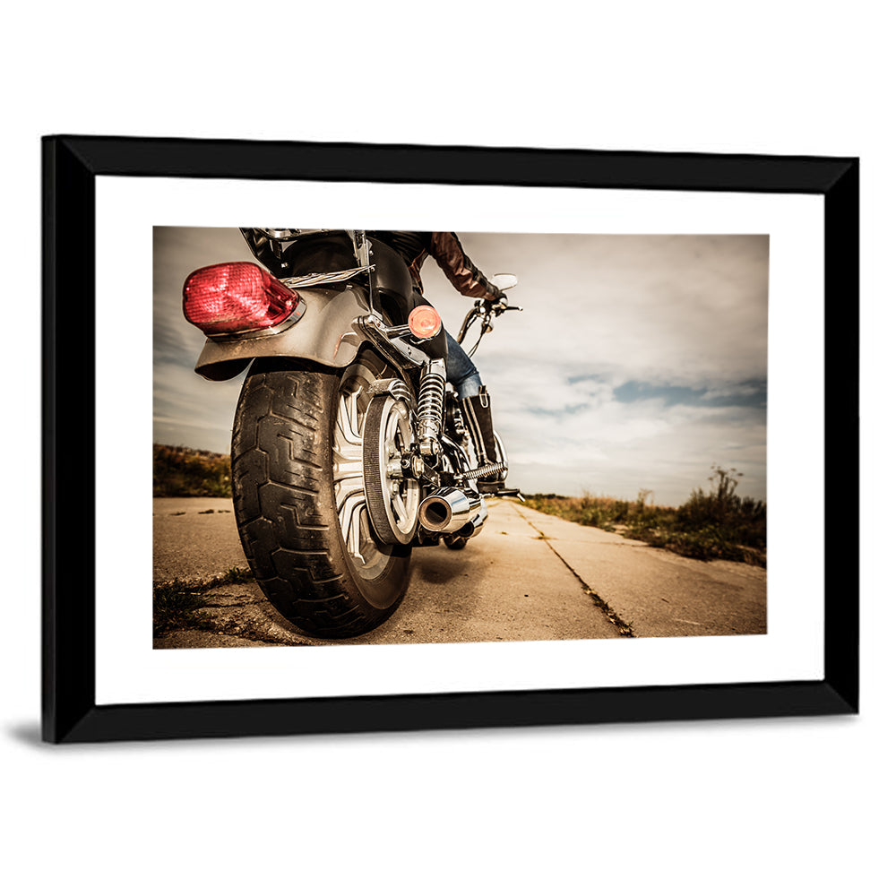 Low Angle Motorcycle Rear View Wall Art