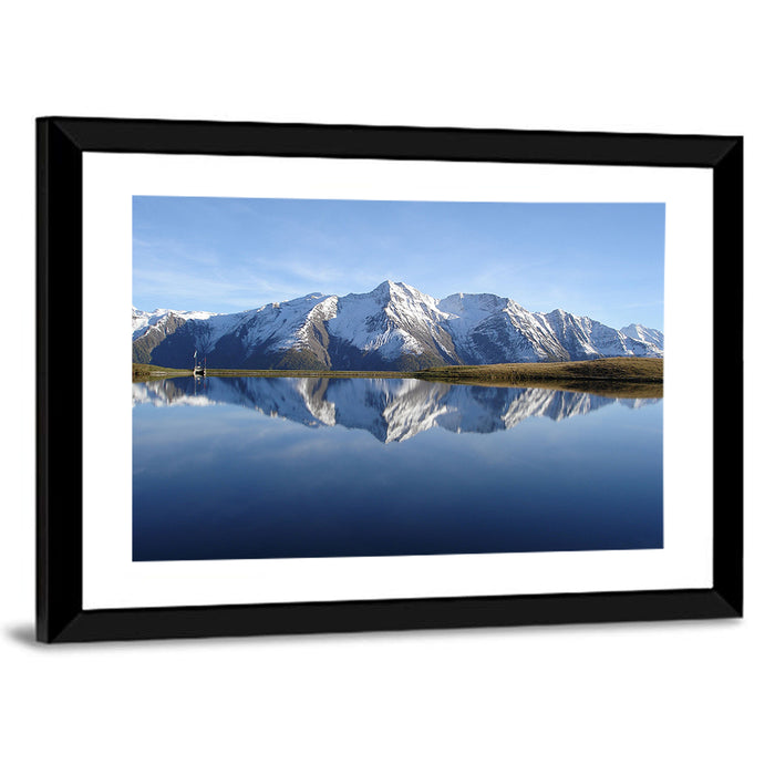 Bettmersee Mountain Reflection Wall Art as a framed print