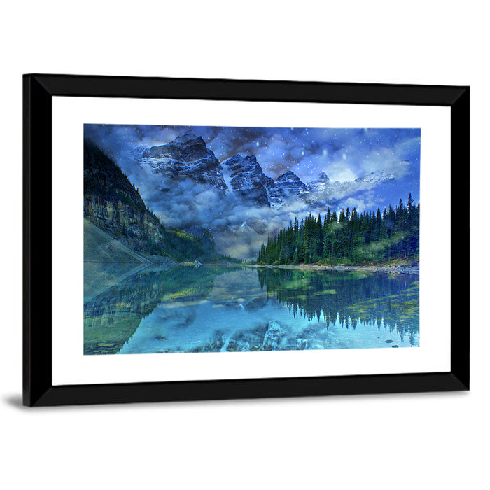 Moraine Lake Winter Reflection Wall Art as a framed print