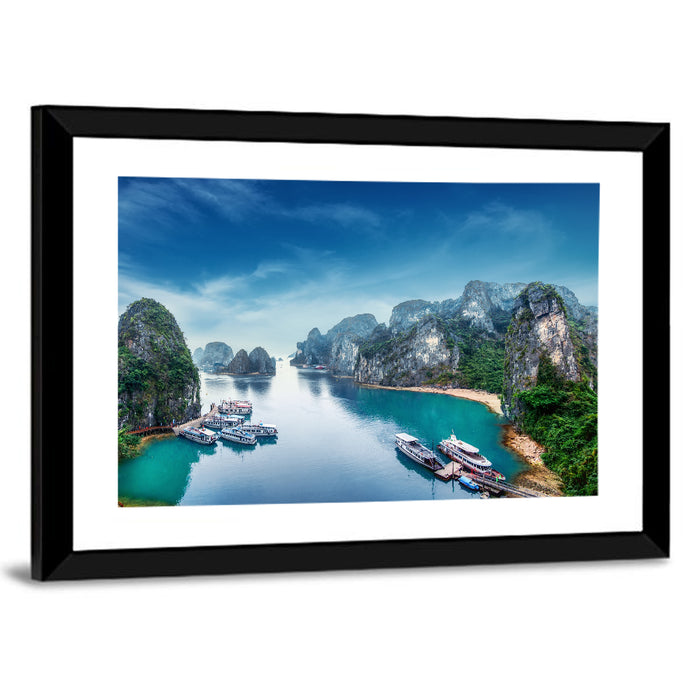 Ha Long Bay Karst Panorama Wall Art as a framed print