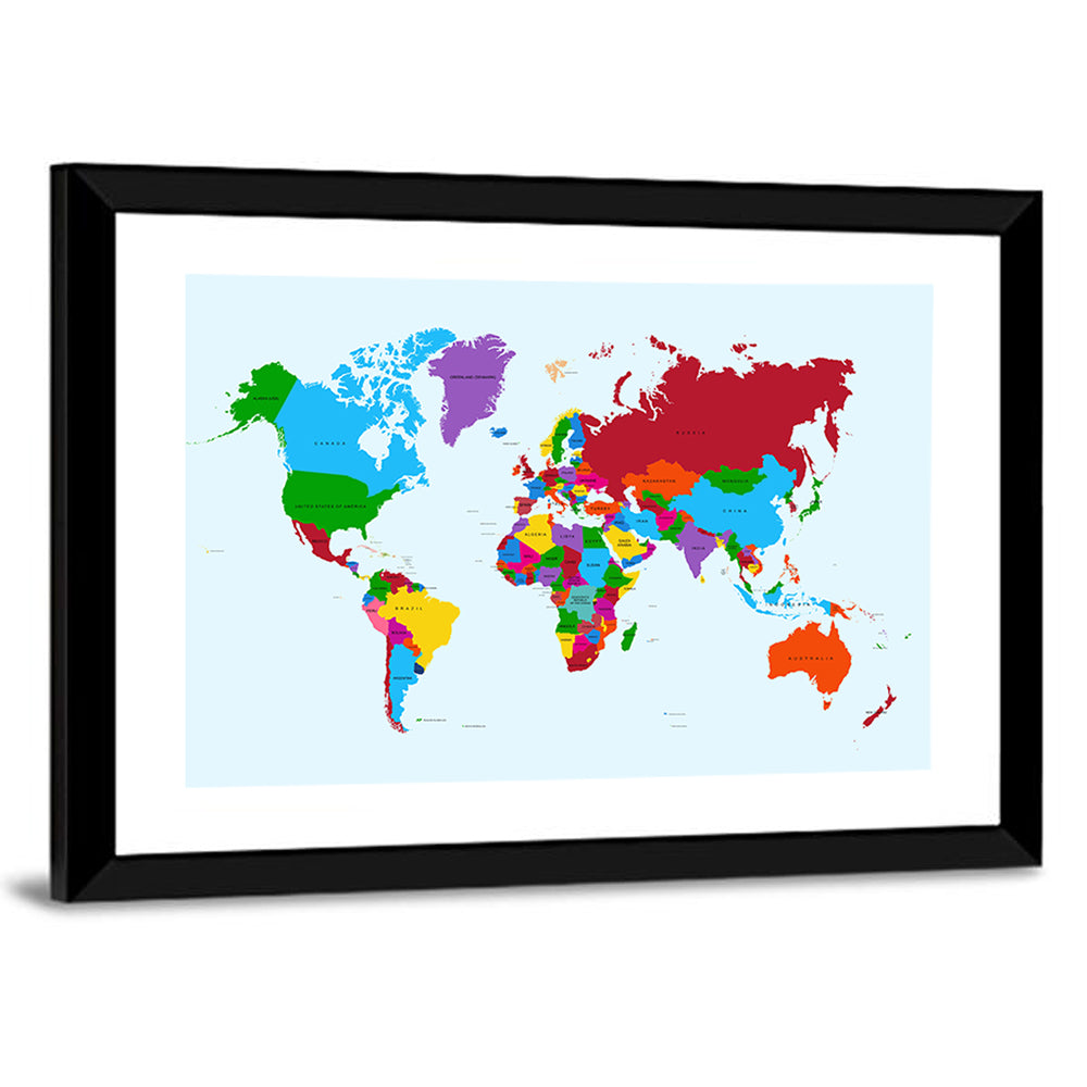 Minimalist Colorful World Map Wall Art