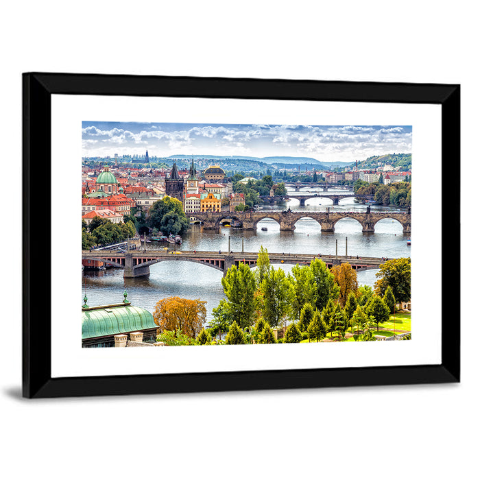 Vltava River Bridges, Prague Wall Art as a framed print