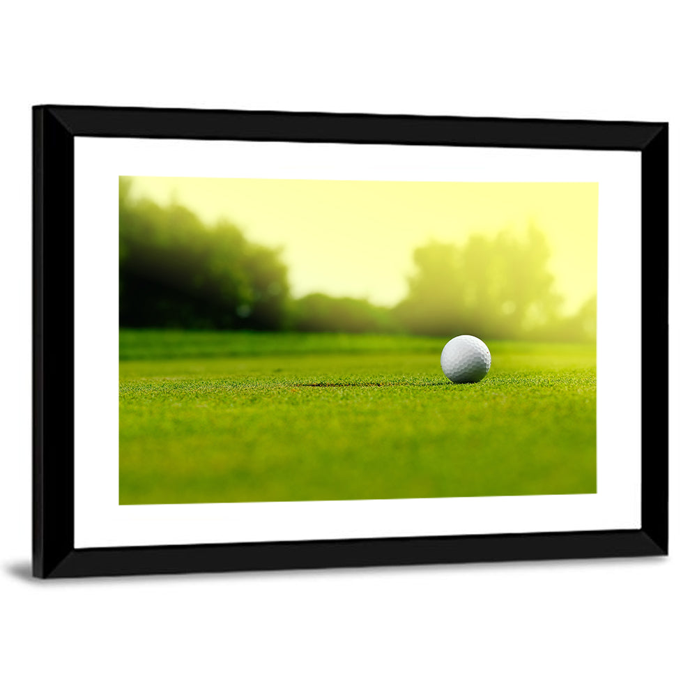 Dimpled Golf Ball on Putting Green Wall Art