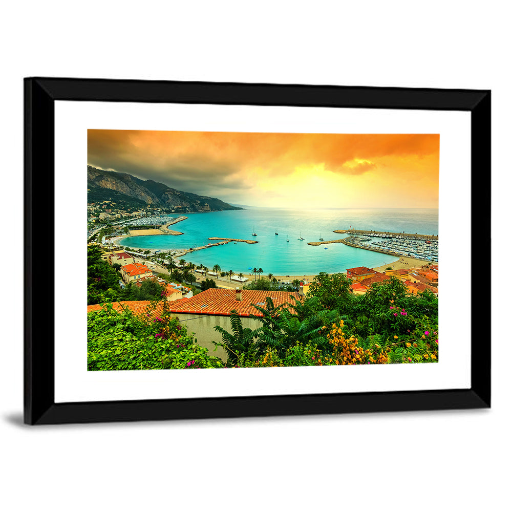 Azur Coast Golden Hour Bay Wall Art