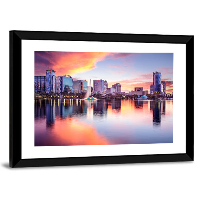 Orlando Downtown Skyline Wall Art as a framed print