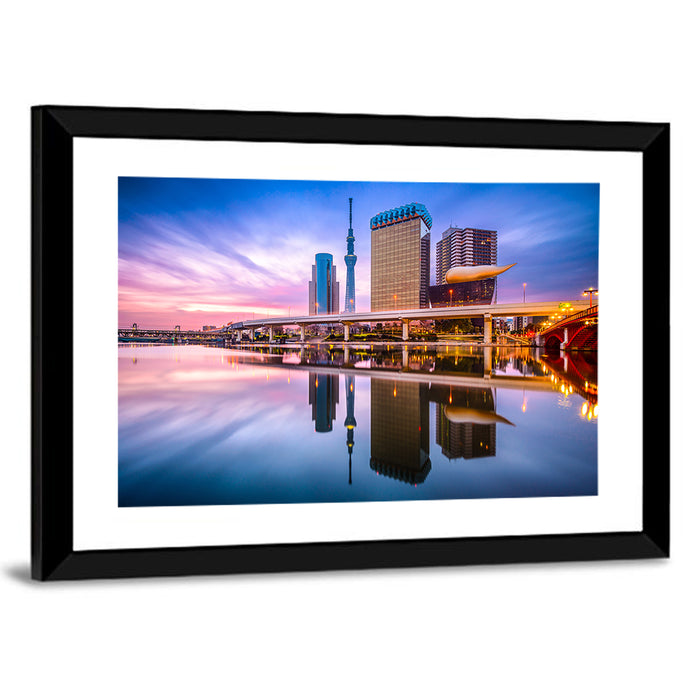 Tokyo Skyline at Dawn Wall Art as a framed print