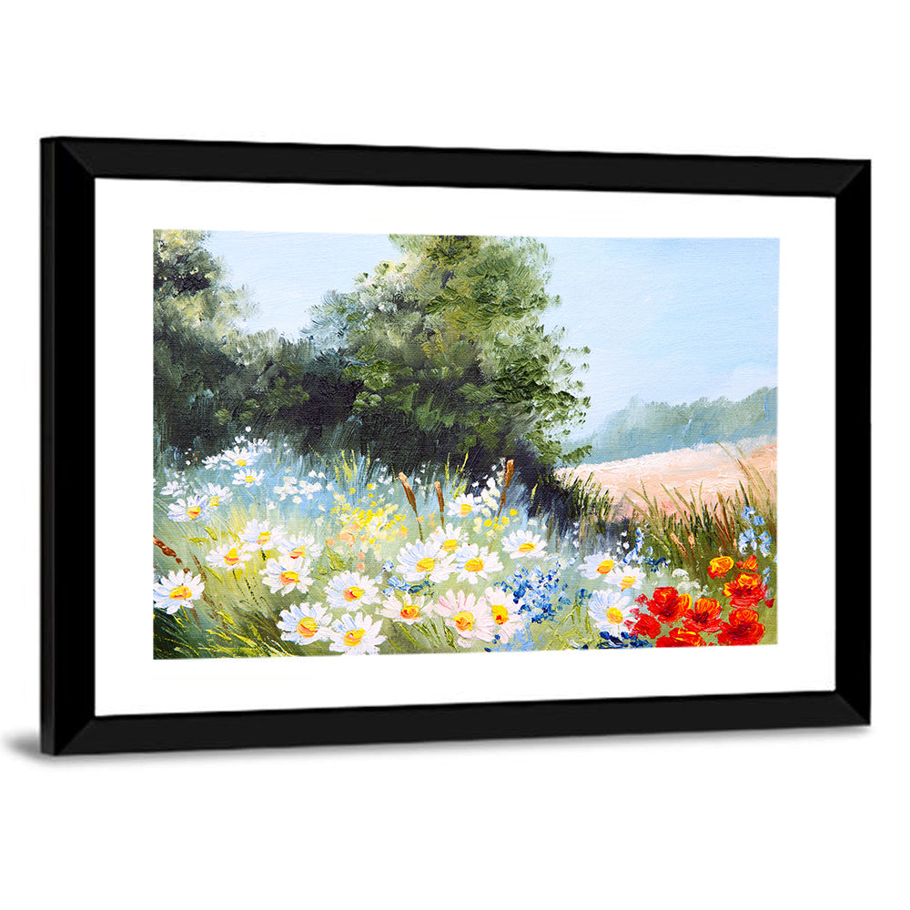 Daisy Meadow with Red Poppies Wall Art