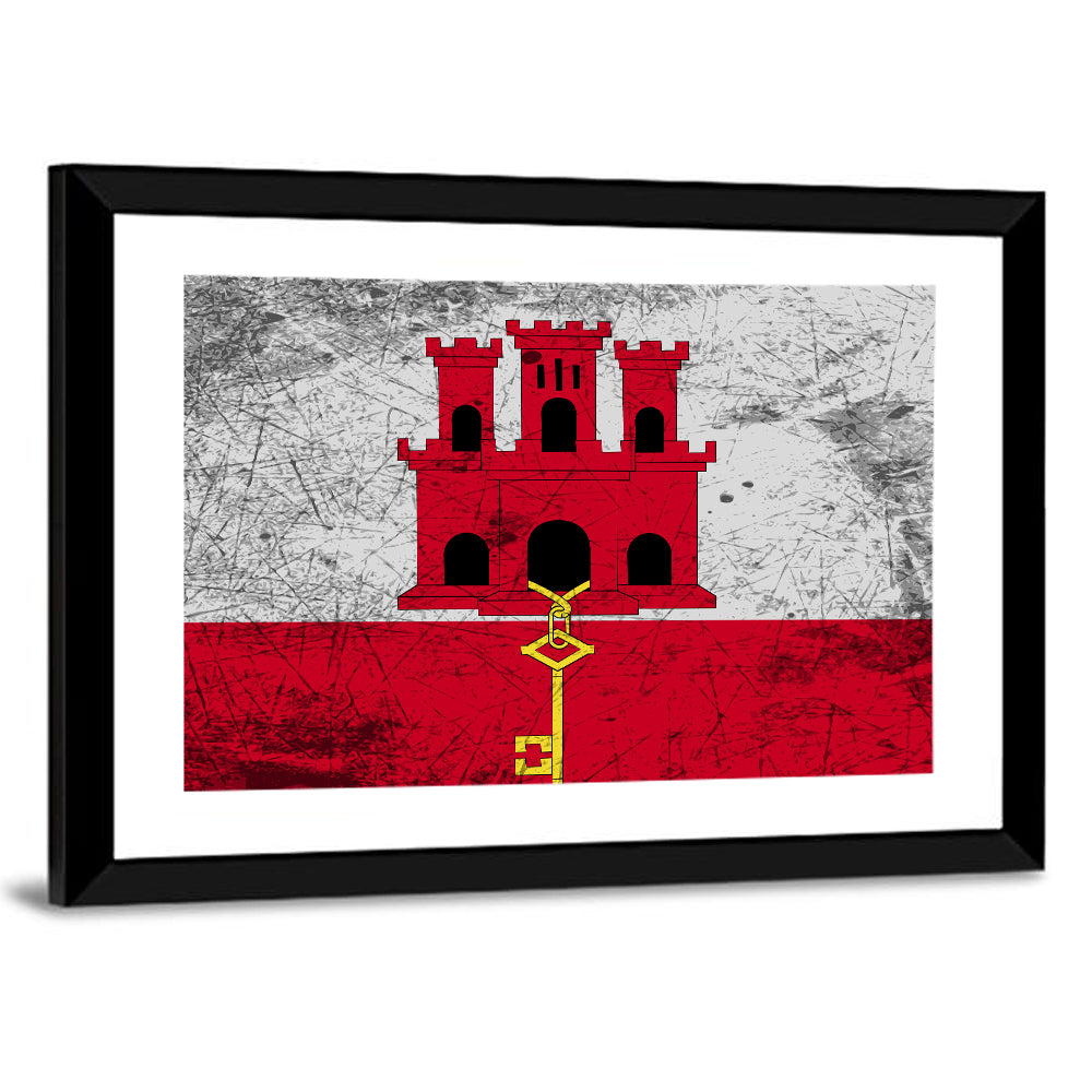Gibraltar Flag with Castle and Key Wall Art