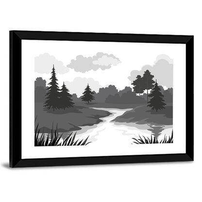 Scenic River Silhouette Wall Art