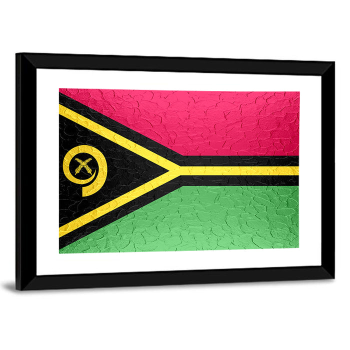 Vanuatu Flag with Boar Tusk Emblem Wall Art as a framed print