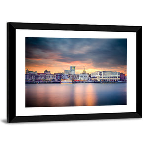 Savannah River Front Skyline Wall Art