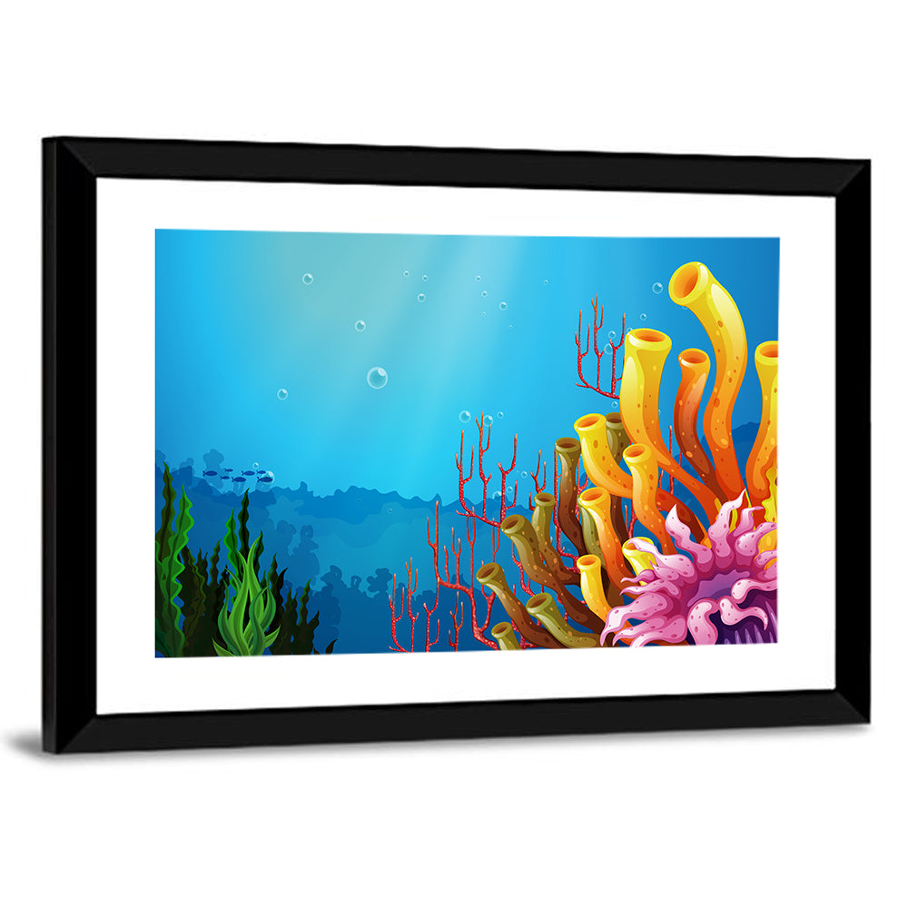 Undersea Coral Reef Illustration Wall Art