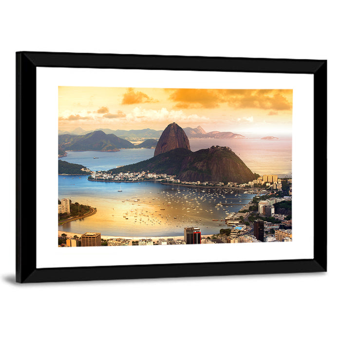 Rio Twilight Over Sugarloaf Mountain Wall Art as a framed print