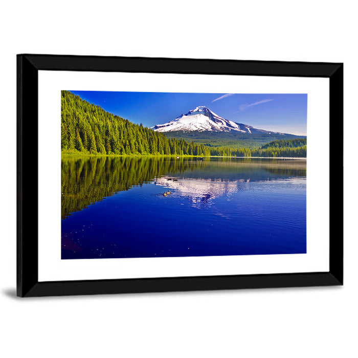 Mt Hood Reflected in Trillium Lake Wall Art as a framed print