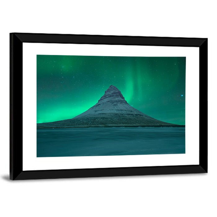 Northern Lights Over Kirkjufell Wall Art as a framed print