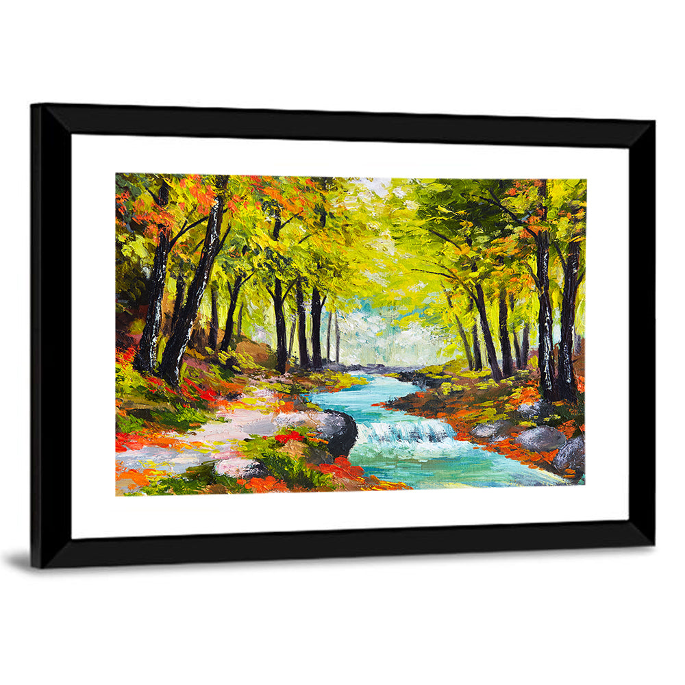 Autumn Forest Stream Wall Art