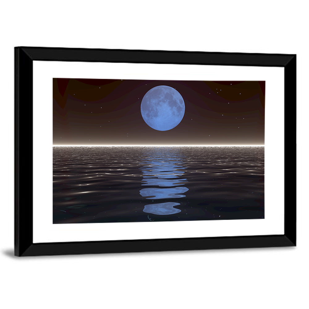 Surreal Moonset Over Water Wall Art