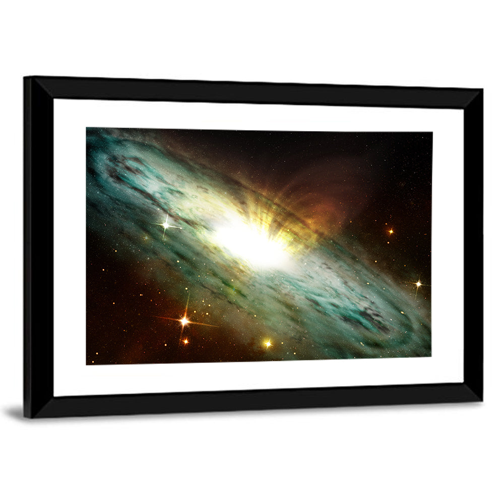 Spiral Galaxy with Glowing Core Wall Art