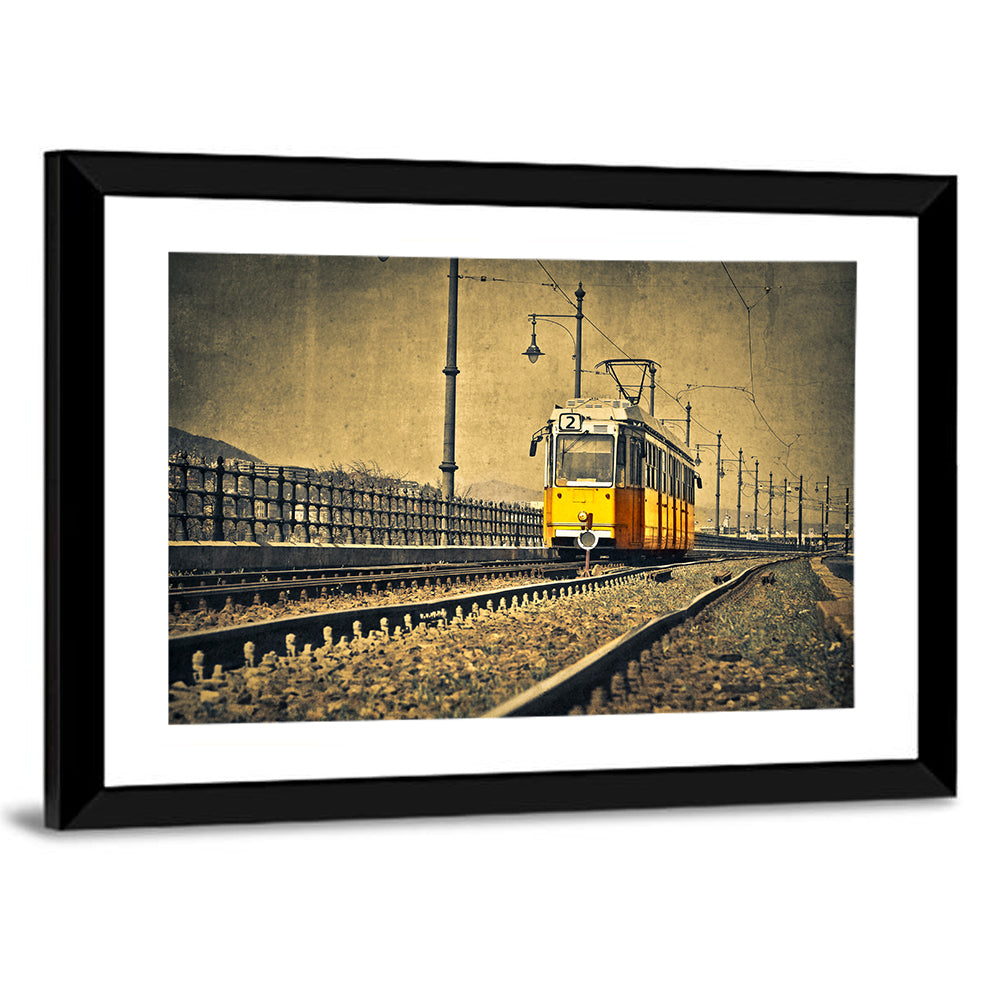 Yellow Tram No. 2 on Tracks Wall Art