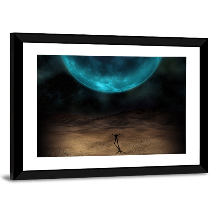 Blue Planet Desert Silhouette Wall Art as a framed print