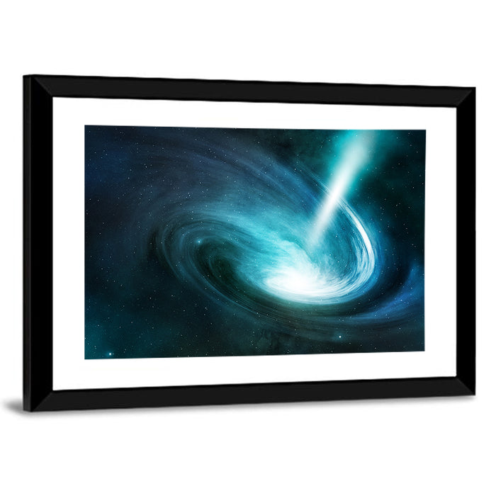 Spiral Galaxy with Radiant Jet Stream Wall Art as a framed print