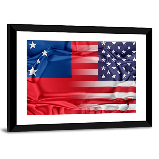 Flag Of USA & Samoa Wall Art