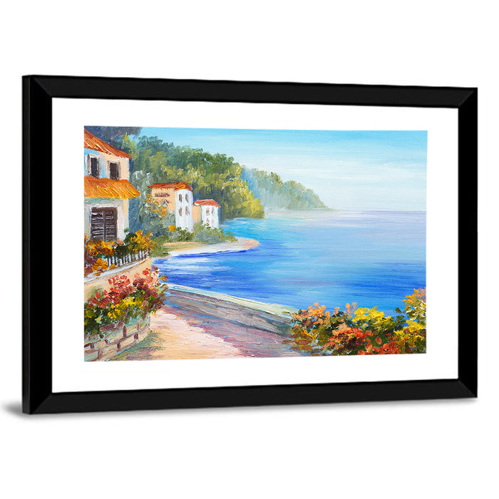 Rest Houses by the Sea Wall Art as a framed print