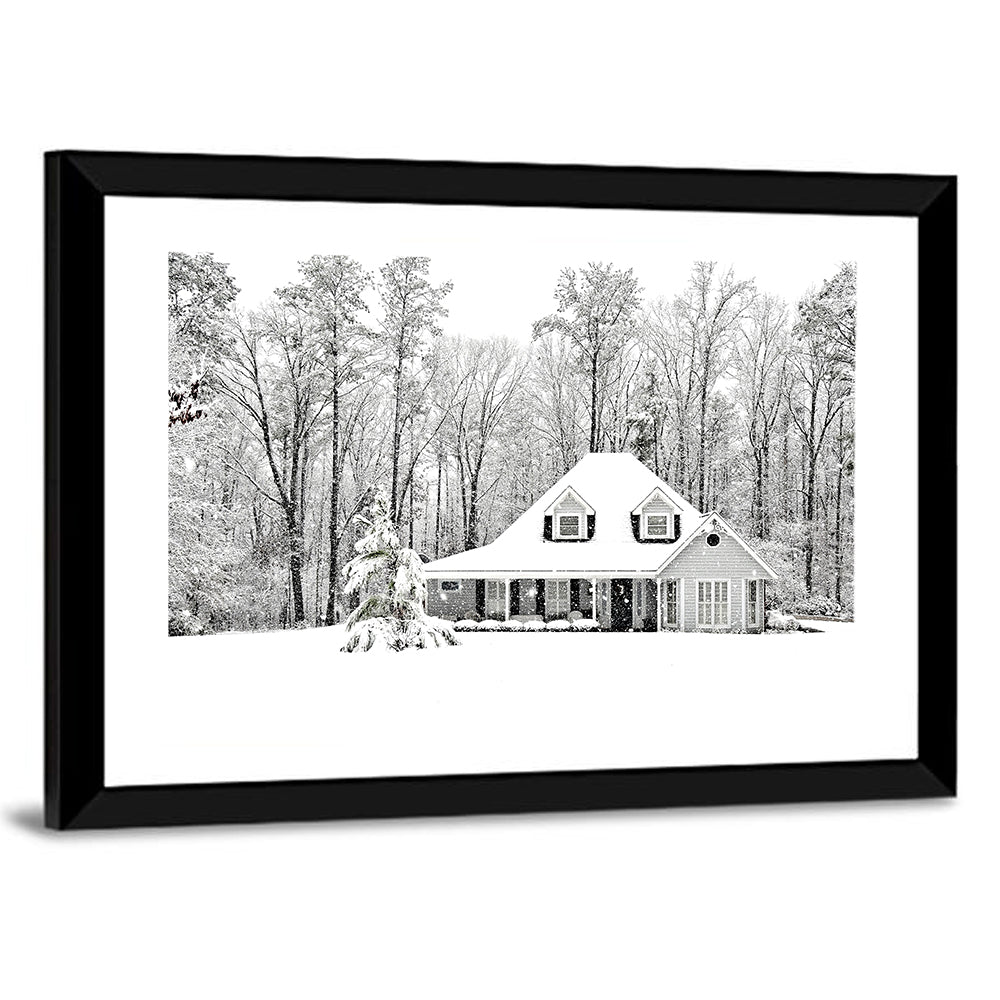 Frosty Winter House Landscape Wall Art