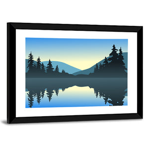 Calm Cool Lake Illustration Wall Art