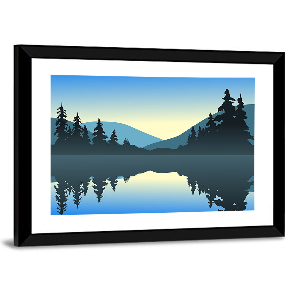 Calm Blue Lake Reflection Wall Art