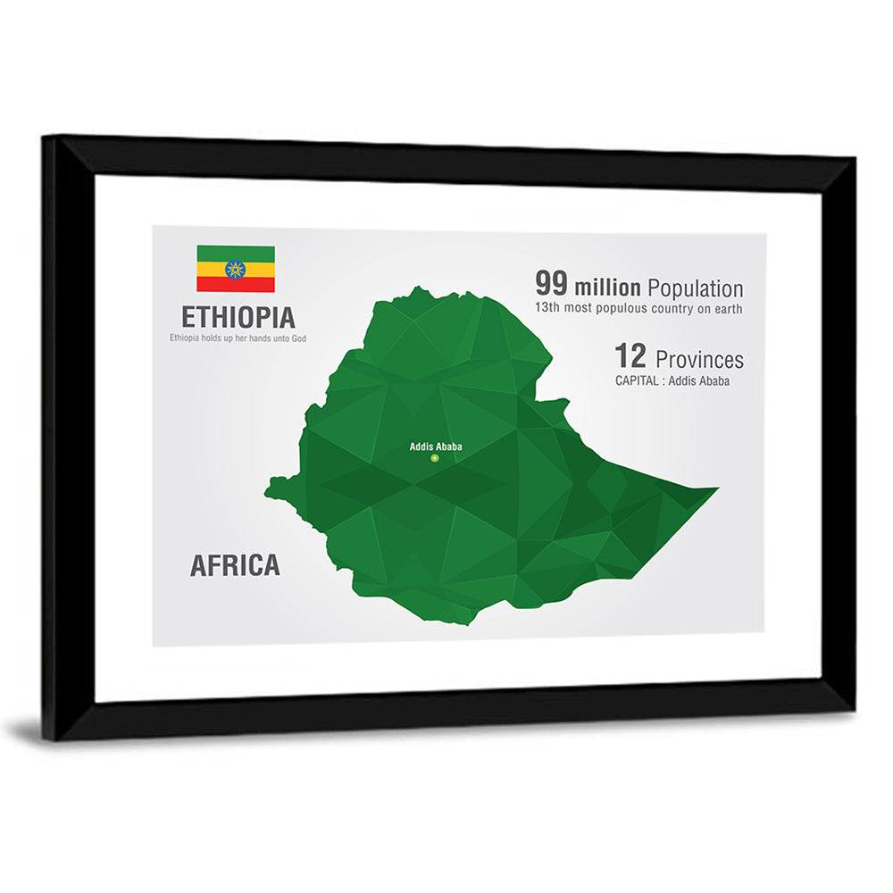 Ethiopia Low-poly Map Wall Art