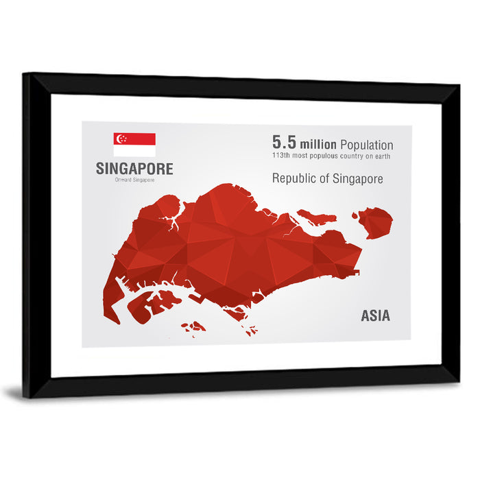 Singapore Low-poly Map Wall Art as a framed print