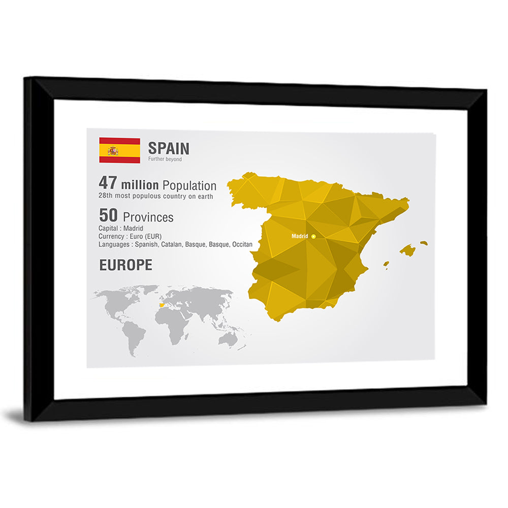 Geometric Spain Map Infographic Wall Art