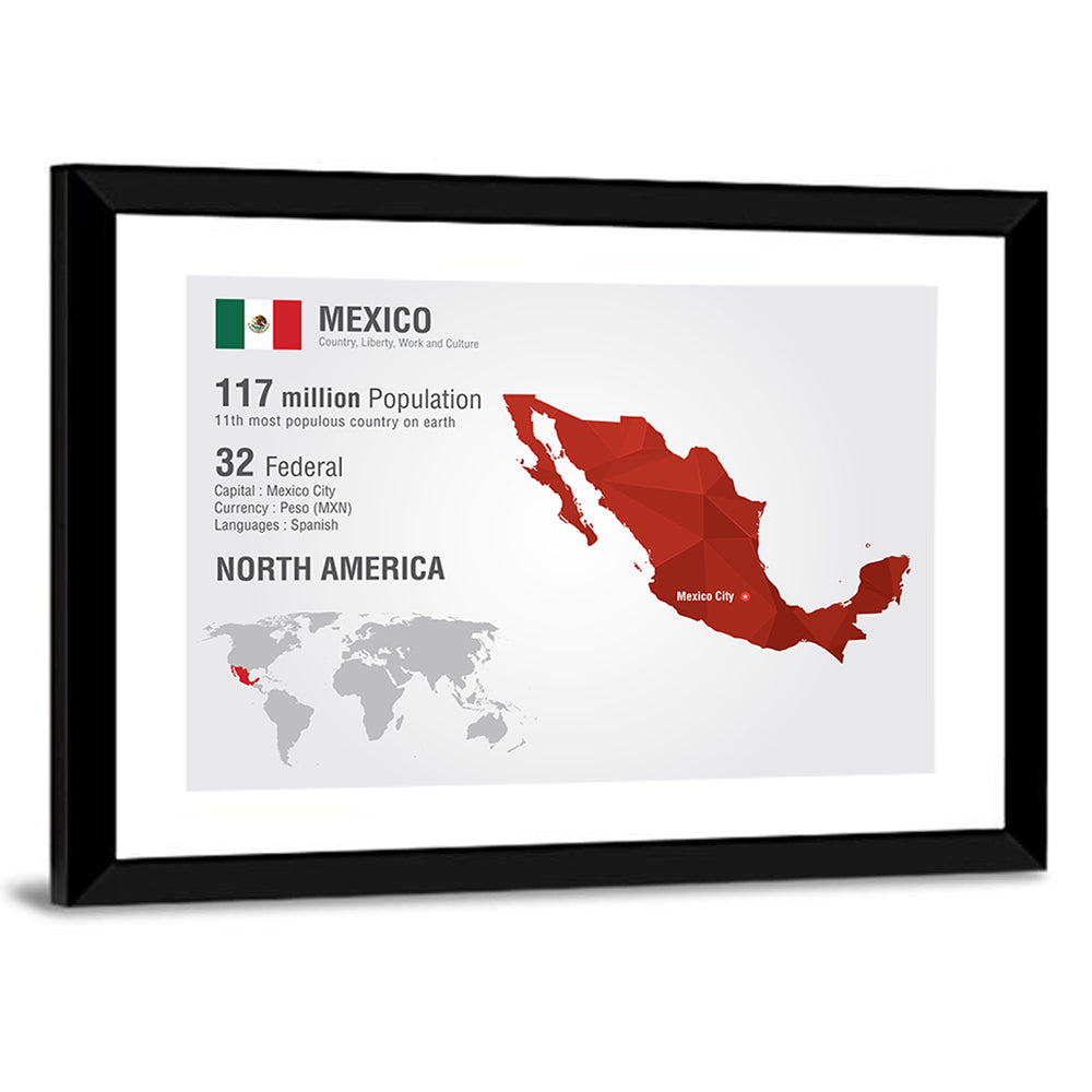 Mexico Geometric Map Wall Art