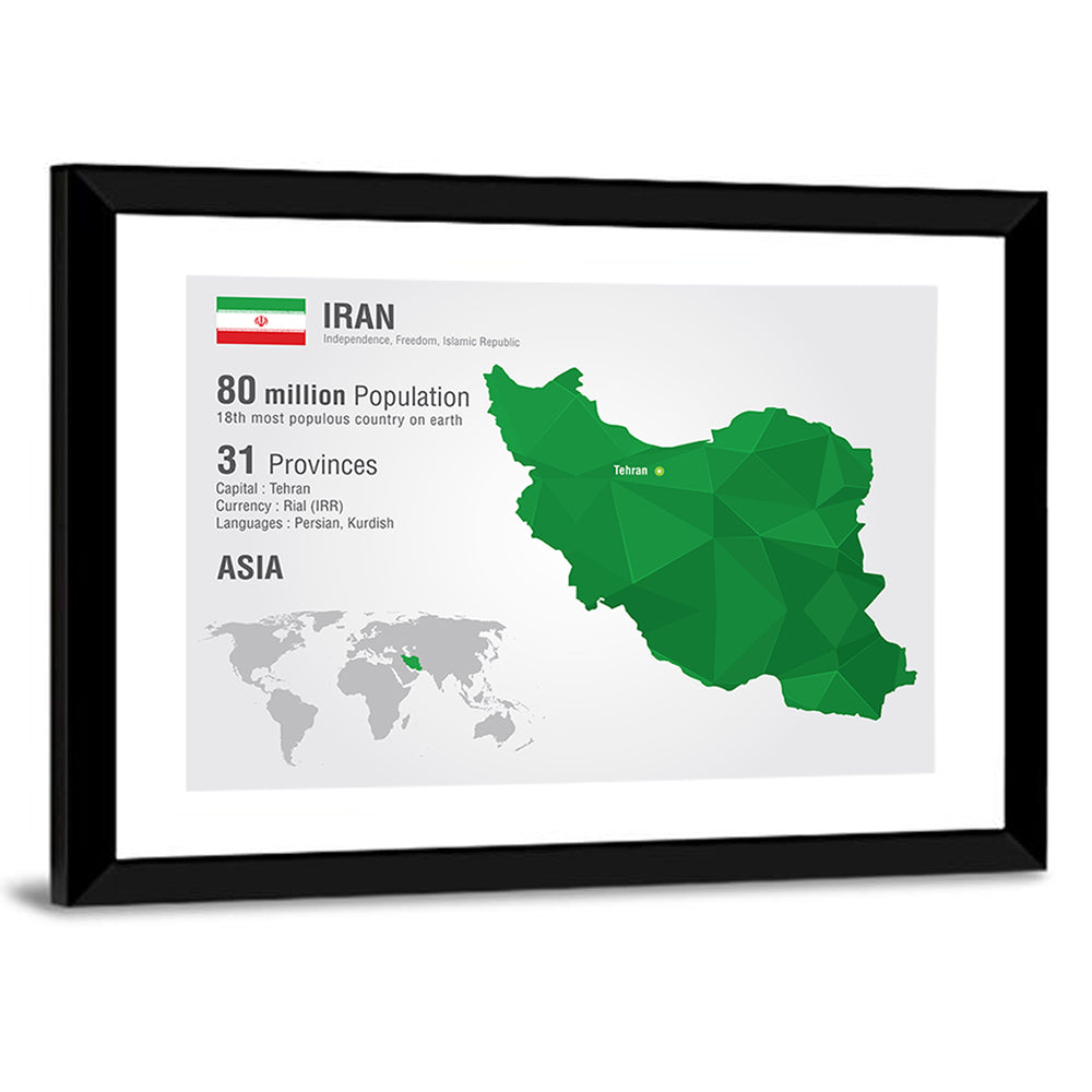 Low Poly Iran Map Wall Art