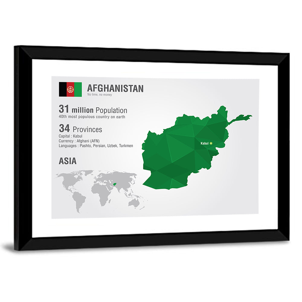 Polygonal Afghanistan Map Wall Art