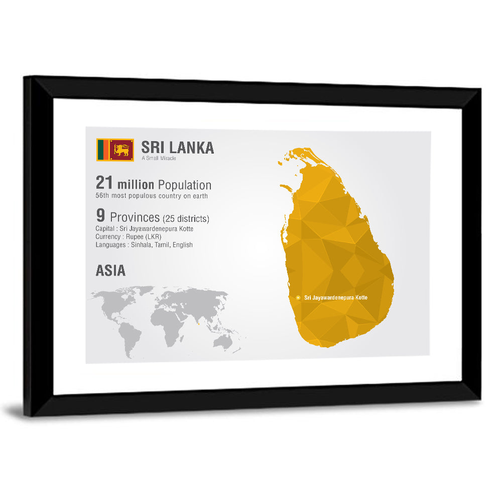 Sri Lanka Geometric Map Infographic Wall Art