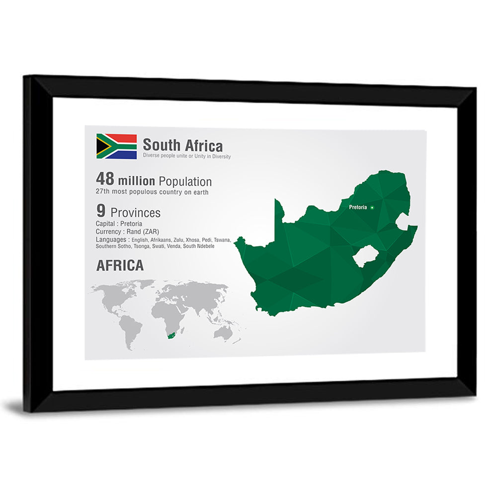 South Africa Geometric Map Wall Art